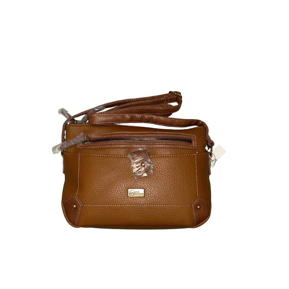 White Mountain Brown Leather Boho Western Adjustable Strap Medium Purse Bag